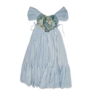 SHEIN MOD Baby Blue Corset Dress XS Renaissance Vibes Ruffle Midi